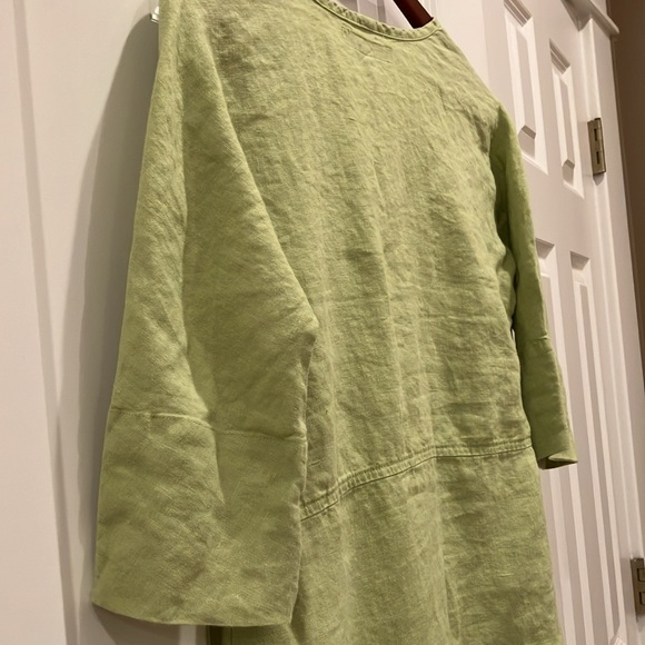 Flax Linen Dress Light Apple Green - Picture 5 of 6